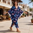 thumbnail image 5 of DISNIMO Butterfly Printed Kaftan Dress for Women V Neck Long Cover Ups Batwing Sleeve Beach Bikini Coverups for Swimsuit Casual Loose Caftan Dresses for Party Pool Beach, 5 of 7