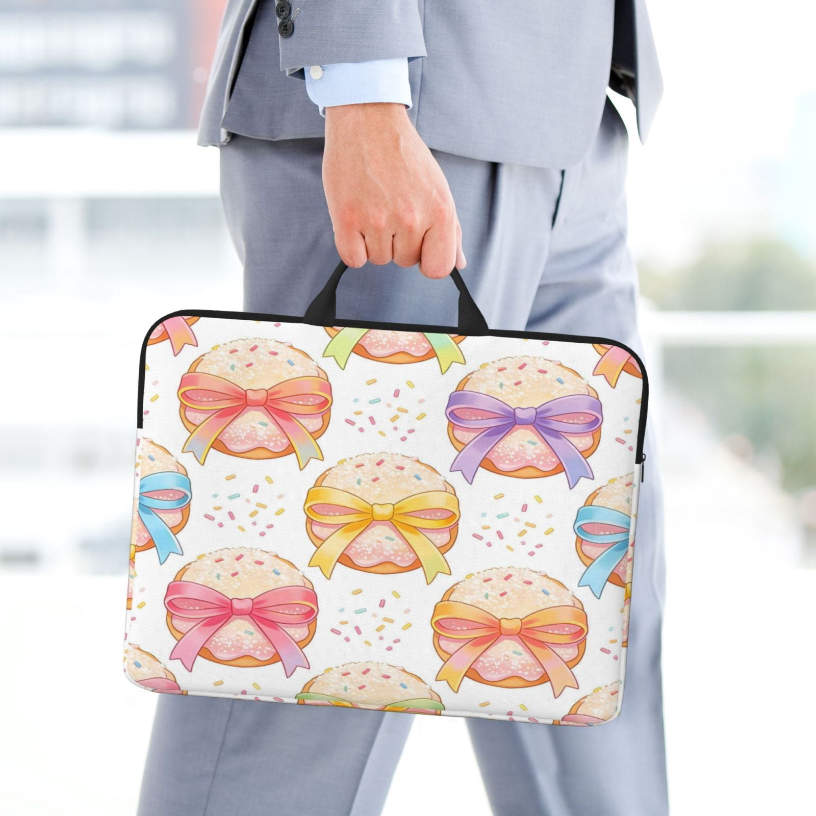 Laptop Sleeve Bag For Women Men 14inch Waterproof Durable Protective Computer Carrying Cover Handle Laptop Case Bag Bow Dessert