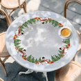 thumbnail image 2 of Christmas Round Tablecloth, Fitted Table Cover with Elastic for 36"-44" Round Tables, Xmas Snowman Winter Tree Snowflakes Grey Table Cloth Outdoor Indoor Dinning Party Waterproof Tablecloths, 2 of 7