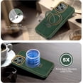 thumbnail image 3 of for iPhone 15 Case Leather Business iPhone 15 Case with Magnetic Invisible Ring Stand Compatible with Mag-Safe Military Grade Protection Classic Luxury Slim Phone Cases for Women Men,Green, 3 of 7