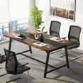 thumbnail image 3 of Tribesigns 6-Seater Conference Table, 70.87"L Vintage Wood Executive Desk with Strong Metal Frame for Meeting Room, Rustic Brown, 3 of 5