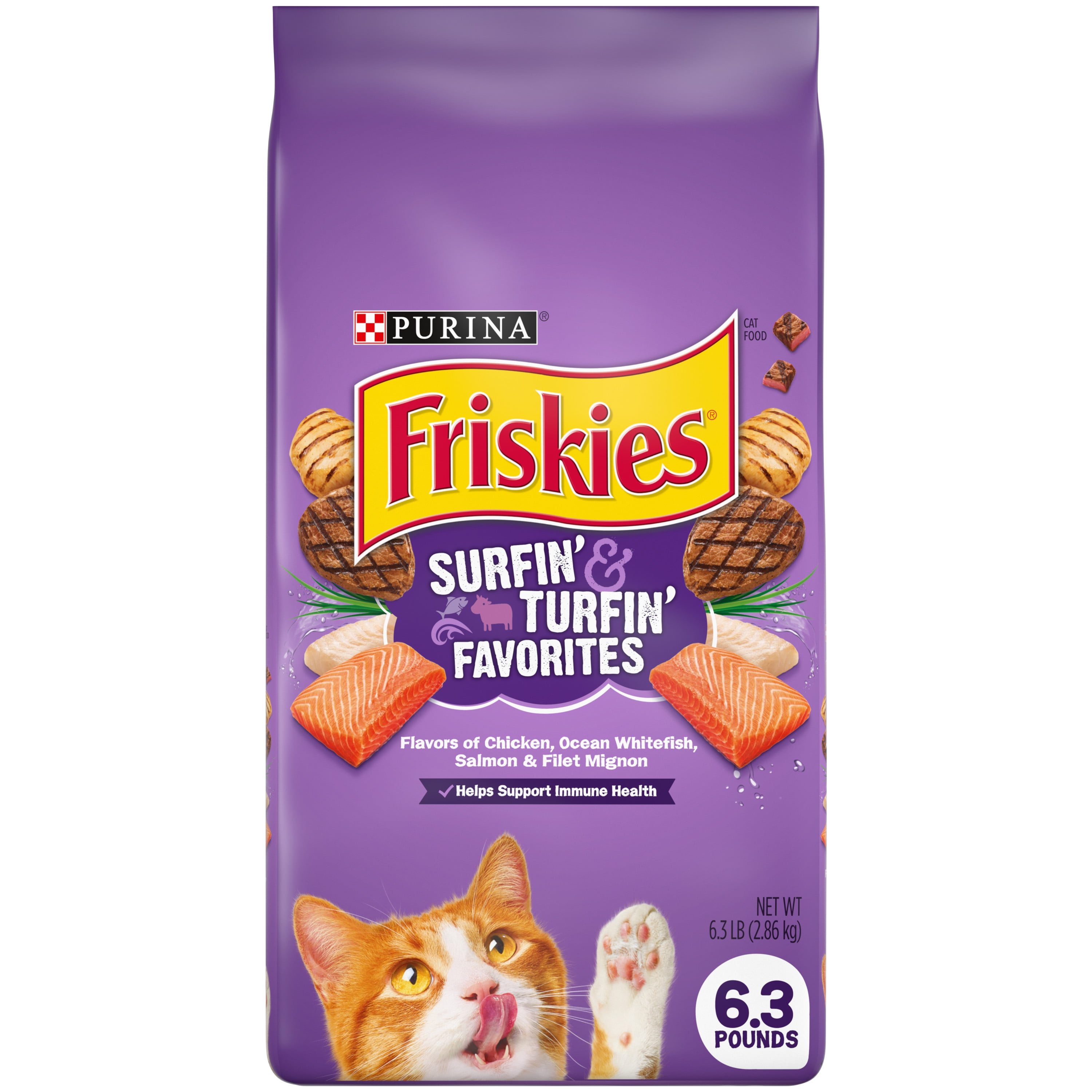 Friskies Dry Cat Food, Surfin' & Turfin' Favorites, 6.3 lb. Bag