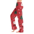 thumbnail image 2 of Women's Soft Comfortable Plush Casual Pyjama Bottoms with Christmas Snowflake and Tree Print, Home Sleep Pants for Winter Wear, Cozy Lounge Pants and Indoor Use, Vermilion, S, 2 of 5