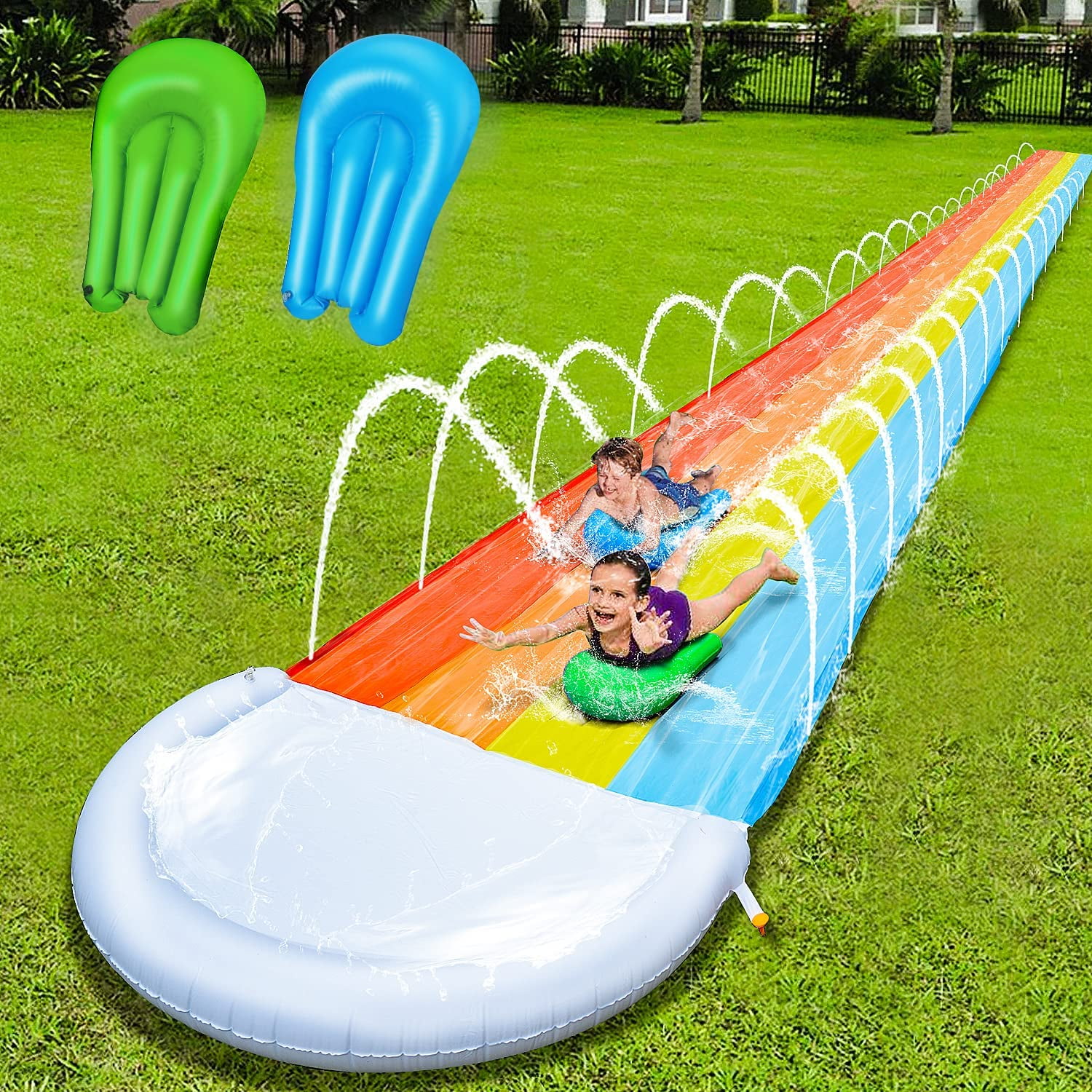 Lifehelper Water Slides for Kids and Adults Backyard Outdoor Summer Water Mat Toys for Garden Lawn 