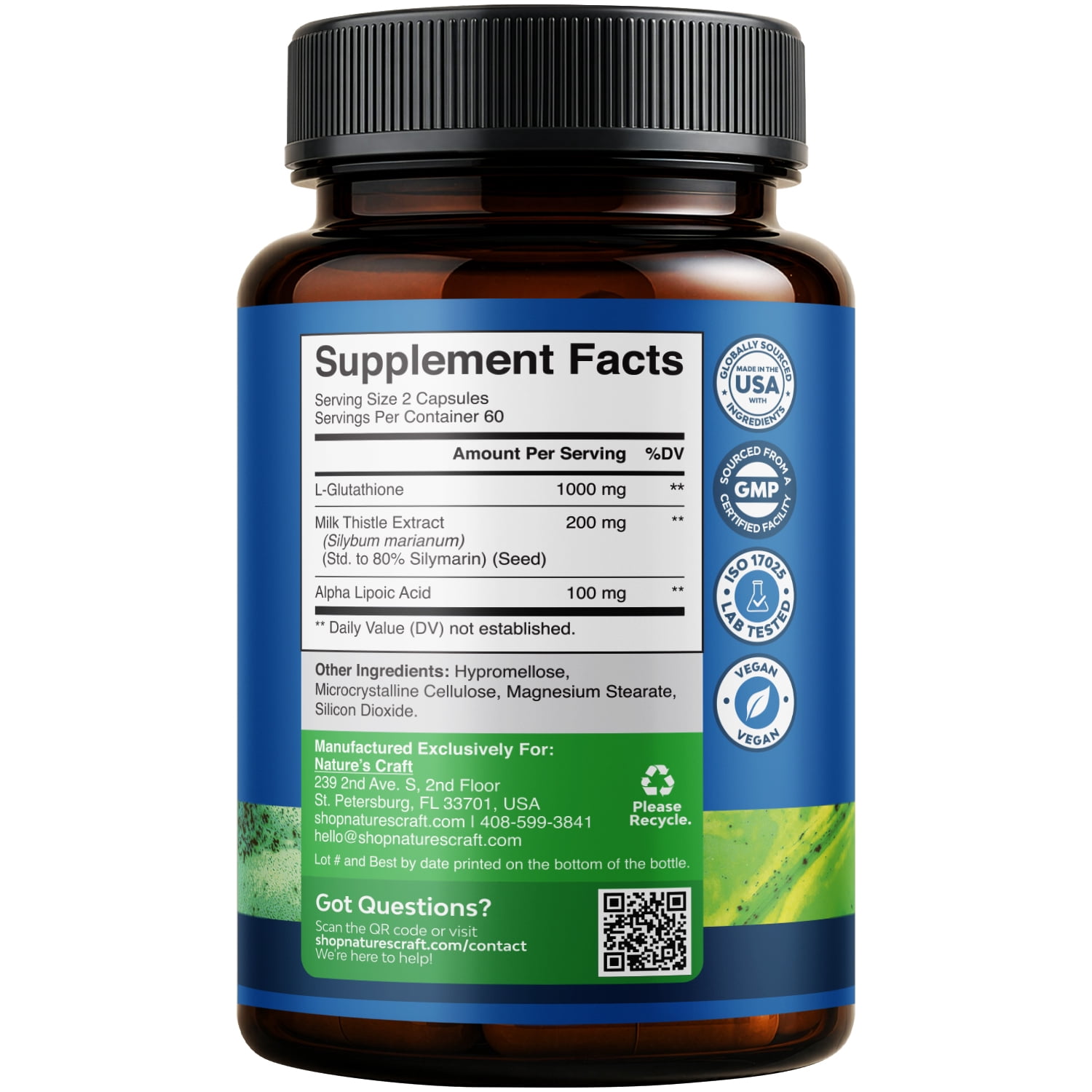 natures craft glutathione superior potency Craft, Reduced Supplement, 120 Capsules, Blue Metagenics