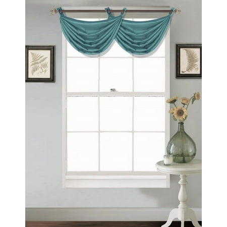 Silk Elements Inc (V24) TEAL 1PC Elegant Faux Silk Swag Waterfall Bronze Grommets Dressing Valance, 55