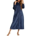 thumbnail image 6 of yillto Flannel Nightgowns for Women Long Sleeve Hoodie Zip up Sleepwear Full Length Pajama Dresses, 6 of 6