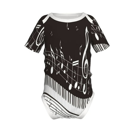 

Lukts Piano Keys With Musical Notes Print Baby Short Sleeve Romper Onesie for Newborn Baby Boys and Girls-12 Months