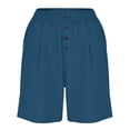 thumbnail image 4 of JJHGVB Womens Linen Shorts Womens Long Shorts Baggy Shorts Women Long Shorts for Women Flowy Shorts High Waisted Wide Leg Beach Resort Pants Below the Knee Pedal Pushers for Women Blue L, 4 of 5