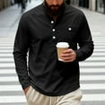 thumbnail image 1 of pstuiky camisa de manga larga para hombre, Camisa informal de sarga de color liso con cuello alto y bolsillos abotonados para hombre top de hombre l, 1 of 6