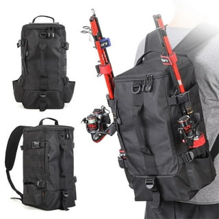 Fishing Tackle Backpack Storage Bag - Fishing Bag with Rod Holder Shoulder  Backpack - Fishing Gear Bag (C)