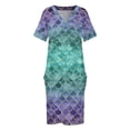 thumbnail image 4 of Vestido largo de tirantes y tirantes sirena color azul para mujer. Vestido amplio con mangas largas para mujer. Ropa de graduación., 4 of 7