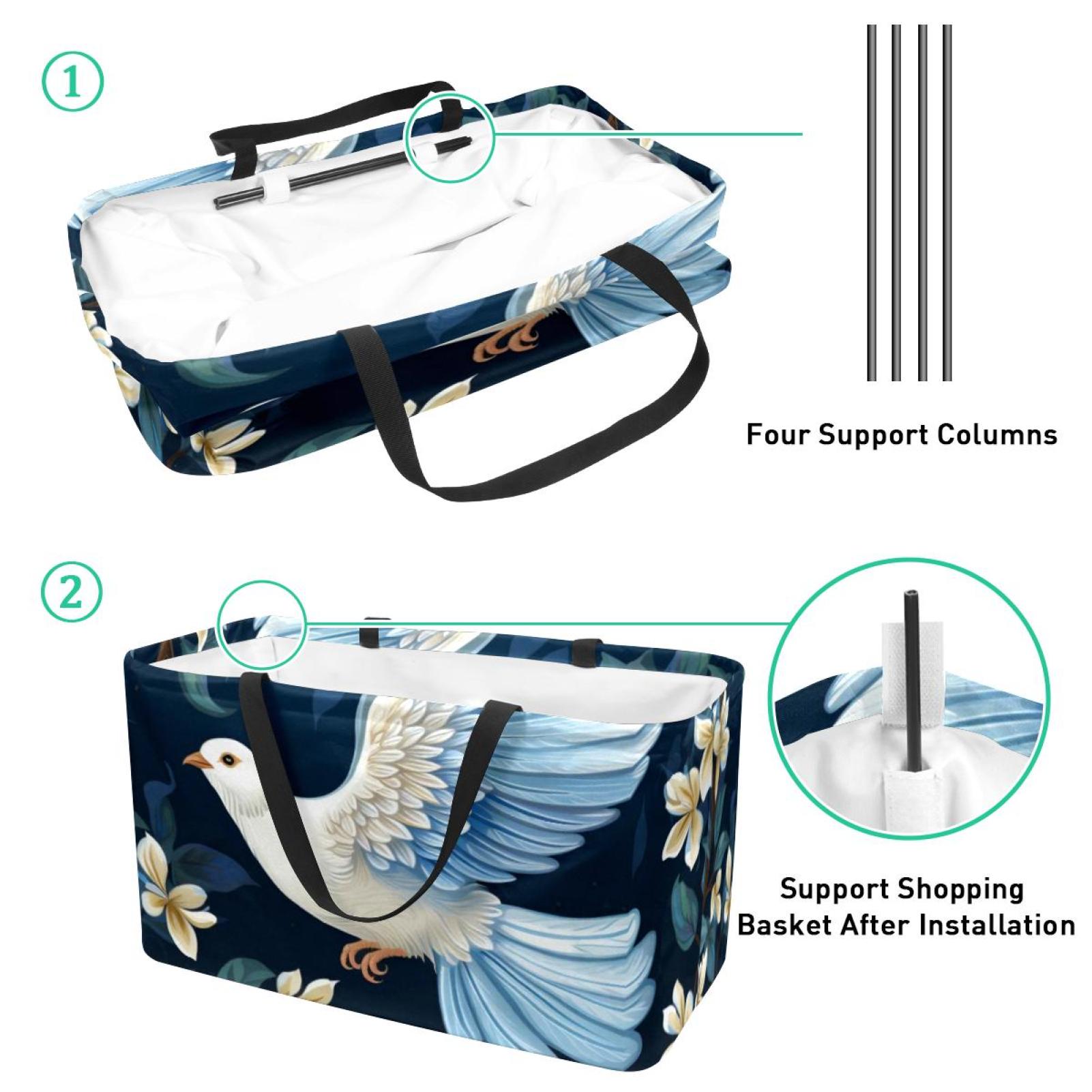 Capacity Reusable Oxford Cloth Laundry Organizer Cube Organizer Easter Basket Beach Bag Foldable Gray Color Home Organization Storage Bin Basket Bin Container with Handles for Bedroom, Bathroom
