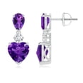 thumbnail image 2 of ANGARA Natural Heart and Pear-Shaped 3 ct Amethyst Earrings in 14K White Gold for Women (Size-7mm) | February Birthstone, Birthday, Anniversary, Jewelry Gift for Women | Natural Amethyst Earrings, 2 of 7