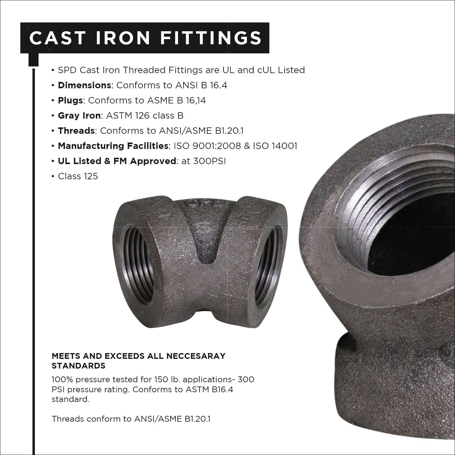 Supply Giant 3" 45 Degree Black Pipe Fitting Street Elbow Cast Iron