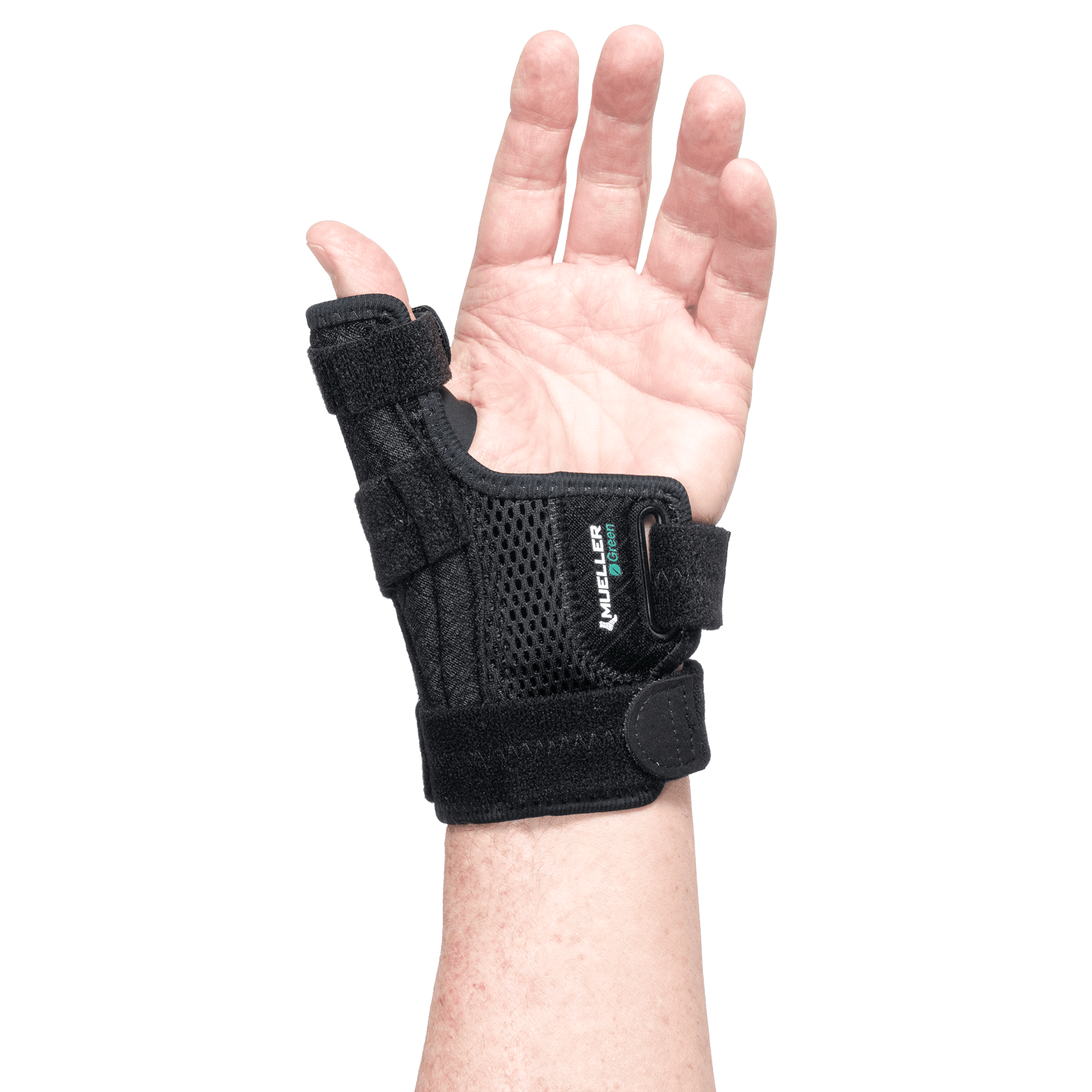 Mueller Sports Medicine Green Reversible Thumb Stabilizer, OSFM, Maximum Support, Sustainable, Black