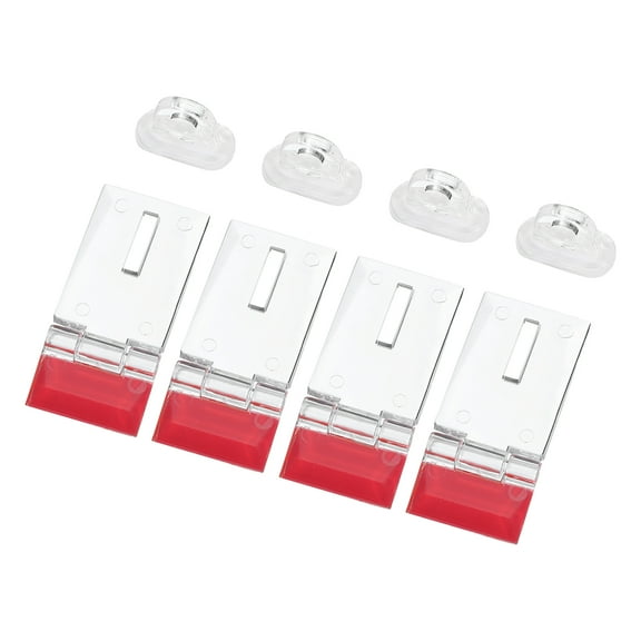 Uxcell Acrylic Hinge Hasp Self-Adhesive Clear Hinged Latch Buckles 55 x 25mm Latch Lock Hinges for Cabinet Drawer Box Pack of 4