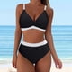 thumbnail image 4 of Bikini Mujer Traje de Baño Conjunto de Bikini de Cintura Alta Para Mujer, Traje de Baño de Dos Piezas Con Cuello En V y Bloques de Color, Tankini Con Parte Superior E Inferior., 4 of 8