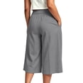 thumbnail image 5 of Mifsaly Plus Size Cropped Linen Pants Women Pleated Front High Waist Capris Lightweight Flowy Everyday Casual Work Office Bottoms with Pockets Gray,XXXXL, 5 of 7