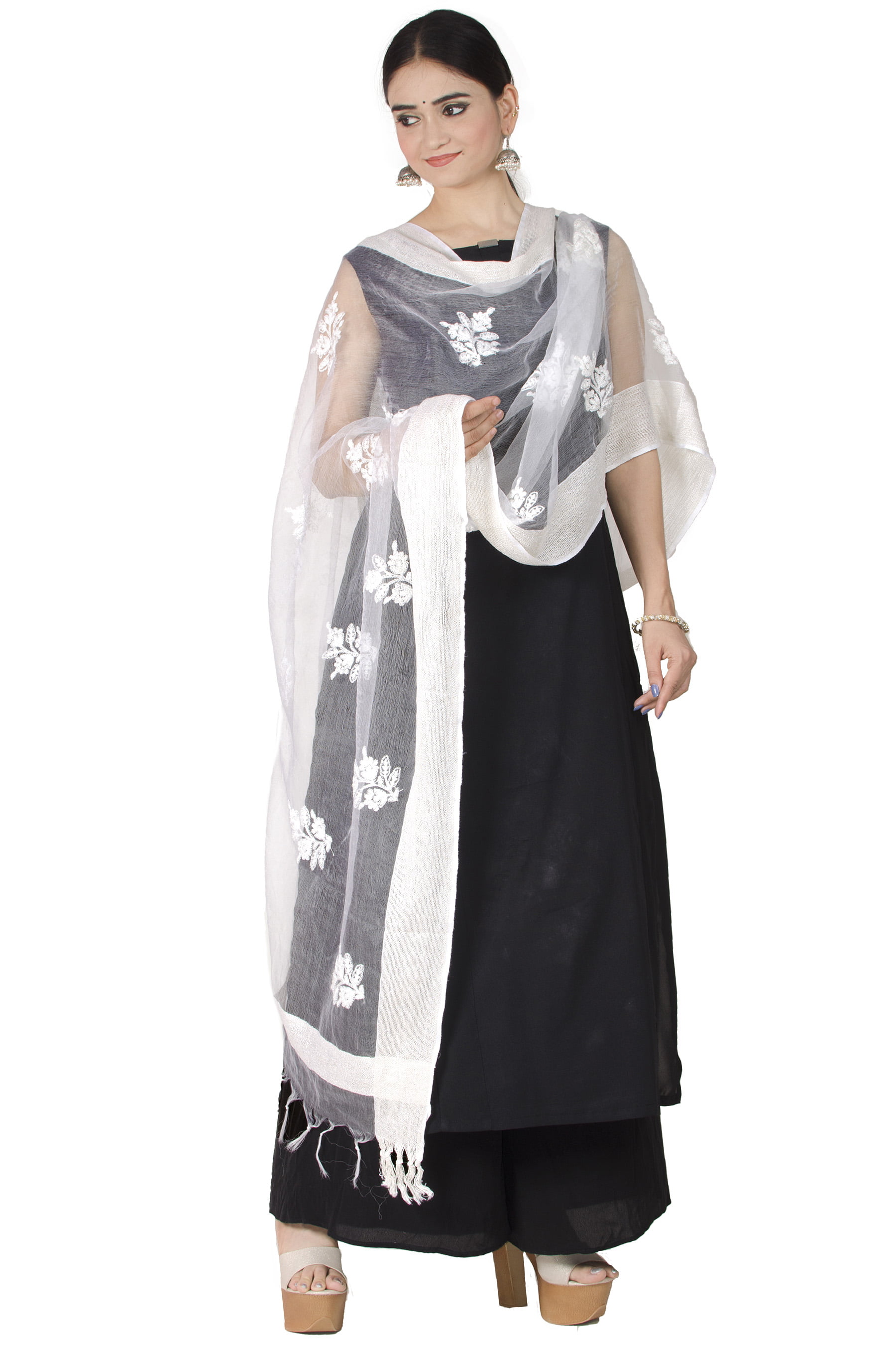 Indian Women's Bhagalpuri  silk Dupatta,Party wear dupatta,Scarf,stole, Beige 