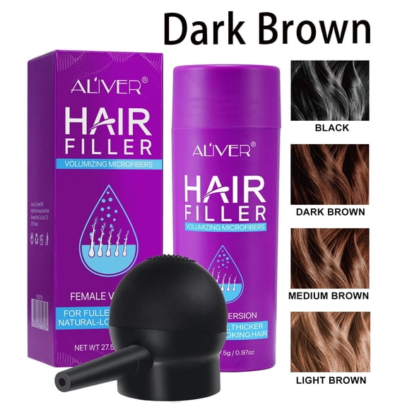 Aliver Hair Fibers Set for Thinning - Instantly Conceal & Thicken Thinning Hair Areas-Designed for Girls & Women-0.97oz(Dark Brown)