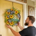 thumbnail image 4 of Sunflower Green Truck Farmhouse With Check Bow For Front Door Fall Summer Home Decoration, 4 of 6