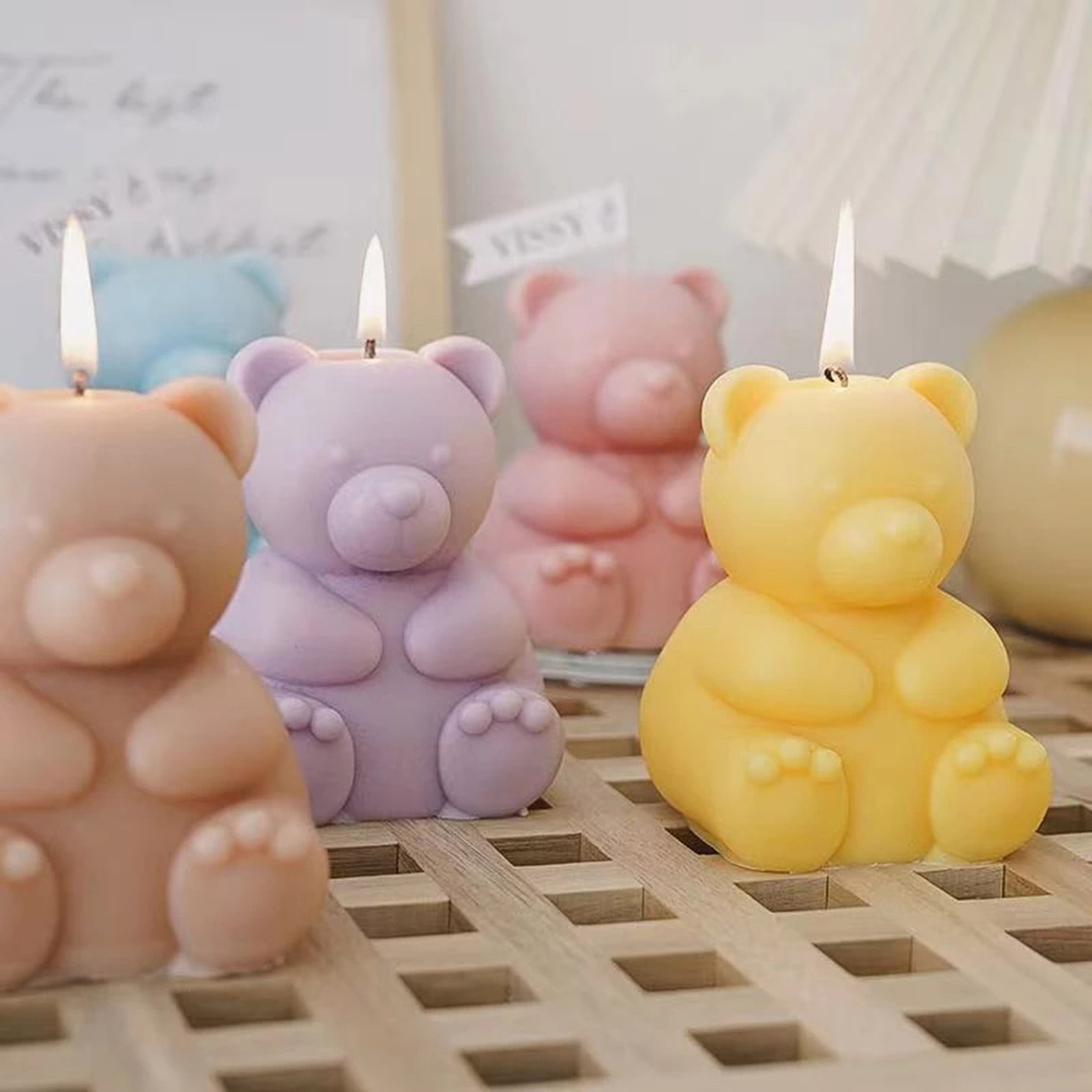  2 Pack Cute Bear Scented Candle Mold Bear Mold Silicone Mold  for Candles Home Decoration Silicone Mold for Resin Bear Resin Mold Cartoon  Mold Clay Mold