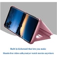 thumbnail image 4 of Galaxy S23 Plus Case Mirror Design Clear View Flip Bookstyle Ultra Slim Kickstand Shockproof Protective Cover for Galaxy S23 Plus PU Mirror:Rose Gold QH, 4 of 5