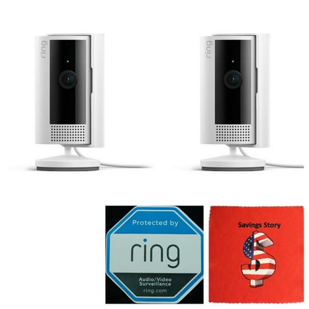 Ring_Indoor Cam (2023, 2nd Gen) 2-Pack Plug-in HD Cameras with Privacy Cover, Free Savings Story Cleaning Cloth, 2-Way Talk, Wifi