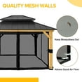 thumbnail image 6 of EAGLE PEAK 13x11 Outdoor Cedar Framed Hardtop Double Roof Gazebo for Garden, Patio, Lawn and Party, Black Mosquito Mesh Netting Included, Black, 6 of 7