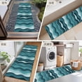 thumbnail image 6 of 2x6 Kitchen Runner Rug, Abstract Turquoise Moire Non-Skid Rubber Backing Large Rectangle Rugs - Living Room Bedroom Home Office, Gradient Coastal Ocean Geometric Indoor Floor Mat Carpets Washable Rug, 6 of 9