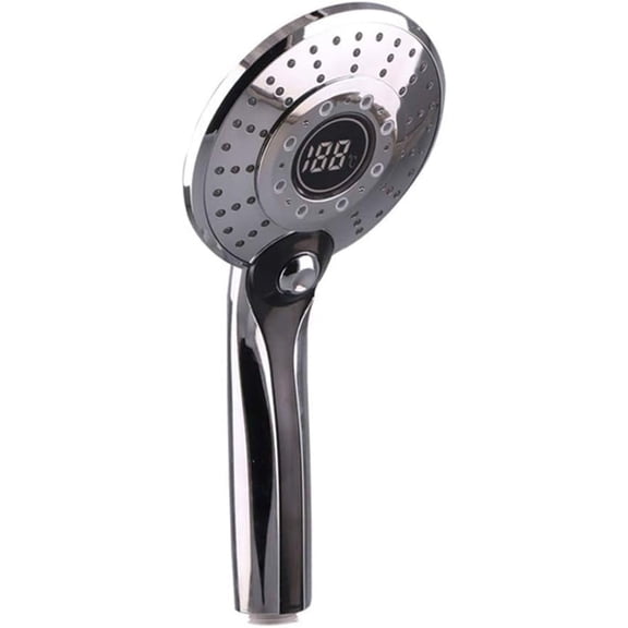 Automatic Led Shower Head 5 Modes 3 Led Colors Change Temperature Display Gradual Changing Water Glow Bathroom Pressurized,Chrome