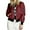Wine Red, variant on comerut Women Coat Solid Color Stand Collar Zipper Cardigan Long Sleeves Warm Elastic Cuff Pockets Fall Jacket for Daily Wear
