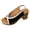 Black, variant on Womens Vintage Color Block Dressy Sandals Retro Casual Leather Peep Toe Platform Chunky Stackable High Heels Slingback Dress Shoes for Ladies Green Size 9.5