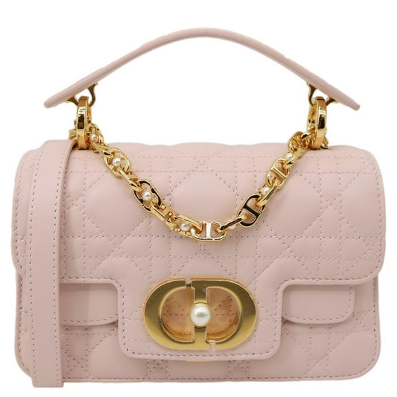 Pre-Owned Christian Dior Jolie Cannage Calfskin Leather Top Handle Shoulder Bag Powder Pink