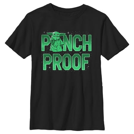 Boy's Star Wars: The Mandalorian Grogu St. Patrick's Day Galaxy Stars Pinch Proof Graphic Tee Black X Large