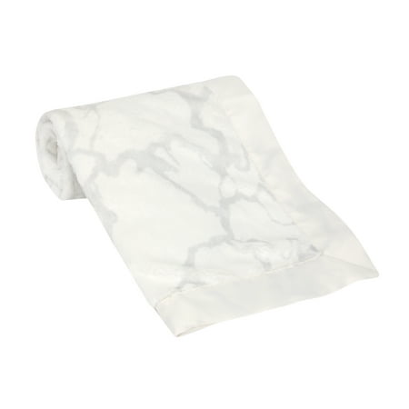 UPC: 0084122010123 | Lambs & Ivy Signature Gray & White Marble Minky/Jersey Baby Blanket