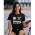 thumbnail image 2 of Breast Cancer Support Christian My God is Stronger Unisex Men's T-shirt, XL, Black, 2 of 5