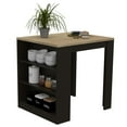 thumbnail image 6 of Depot E-Shop Milos Kitchen Island Table With 2 Legs And 3 Side Shelves, Black/Pine, 6 of 7
