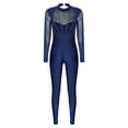thumbnail image 4 of iiniim Women's Long Sleeve Rhinestone Figure Ice Skating Bodysuit One Piece Leotard Full Body Jumpsuit Size S-XXL Navy Blue XL, 4 of 7
