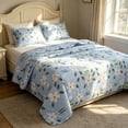 thumbnail image 7 of AZXY Summer Quilt, Queen Size Blue Floral Print Cooling Quilt, 70.87x78.74 in Polyester Bedspread Coverlet, Lightweight Breathable Washable Air Conditioning Thin Comforter for Hot Sleepers, 7 of 7