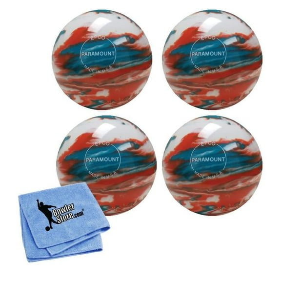 EPCO Candlepin Bowling Balls - Marbleized - Turquoise, Orange  White (4 1/2 inch- 2lbs. 6oz.) 4 Balls