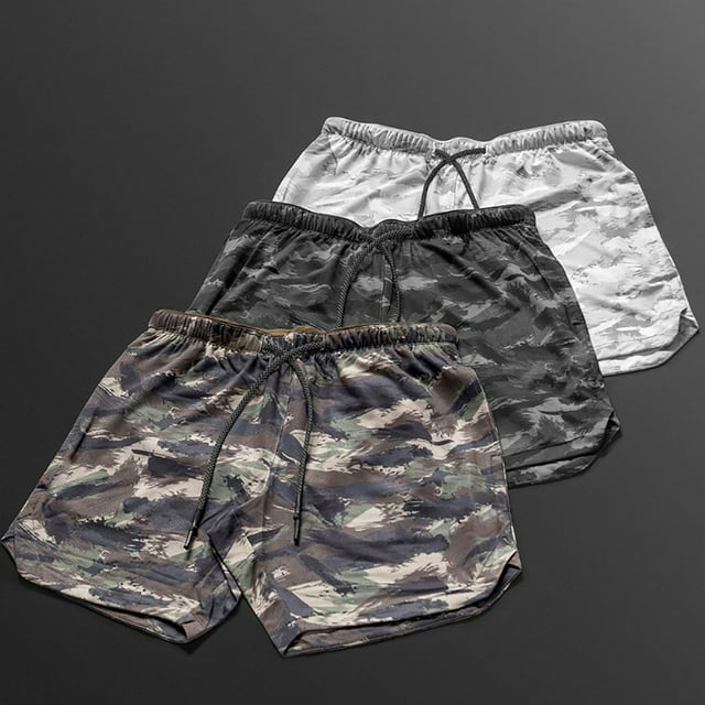 Pantalones cortos de hombre con bucle de toalla Camuflaje Cintura elástica Entrenamiento Correr