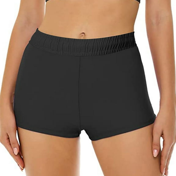 WREESH Womens Swim Shorts Swim Shorts High Waisted Bathing Suit Bottoms Swimsuit Boyshorts Swimwear Bikini Board Shorts Bikini Swim Pants Shorts Bottom Swimsuit Bathing Black