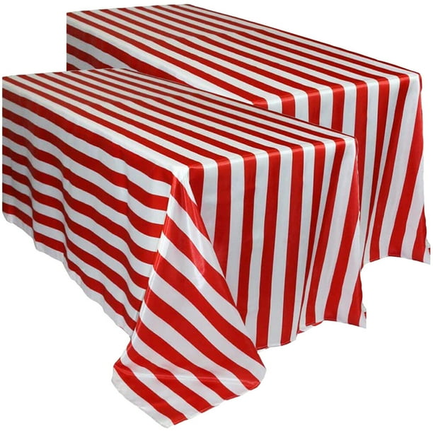 2 manteles a rayas, impermeables, rectangulares, para fiestas.