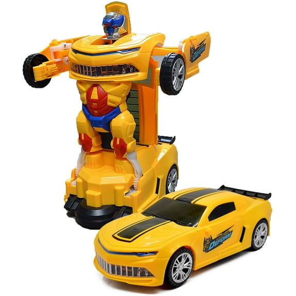 USToyOutlet Autobots Transforming Car - Yellow Bumble Bee Realistic Engine Sounds & Flashing Lights - Yellow