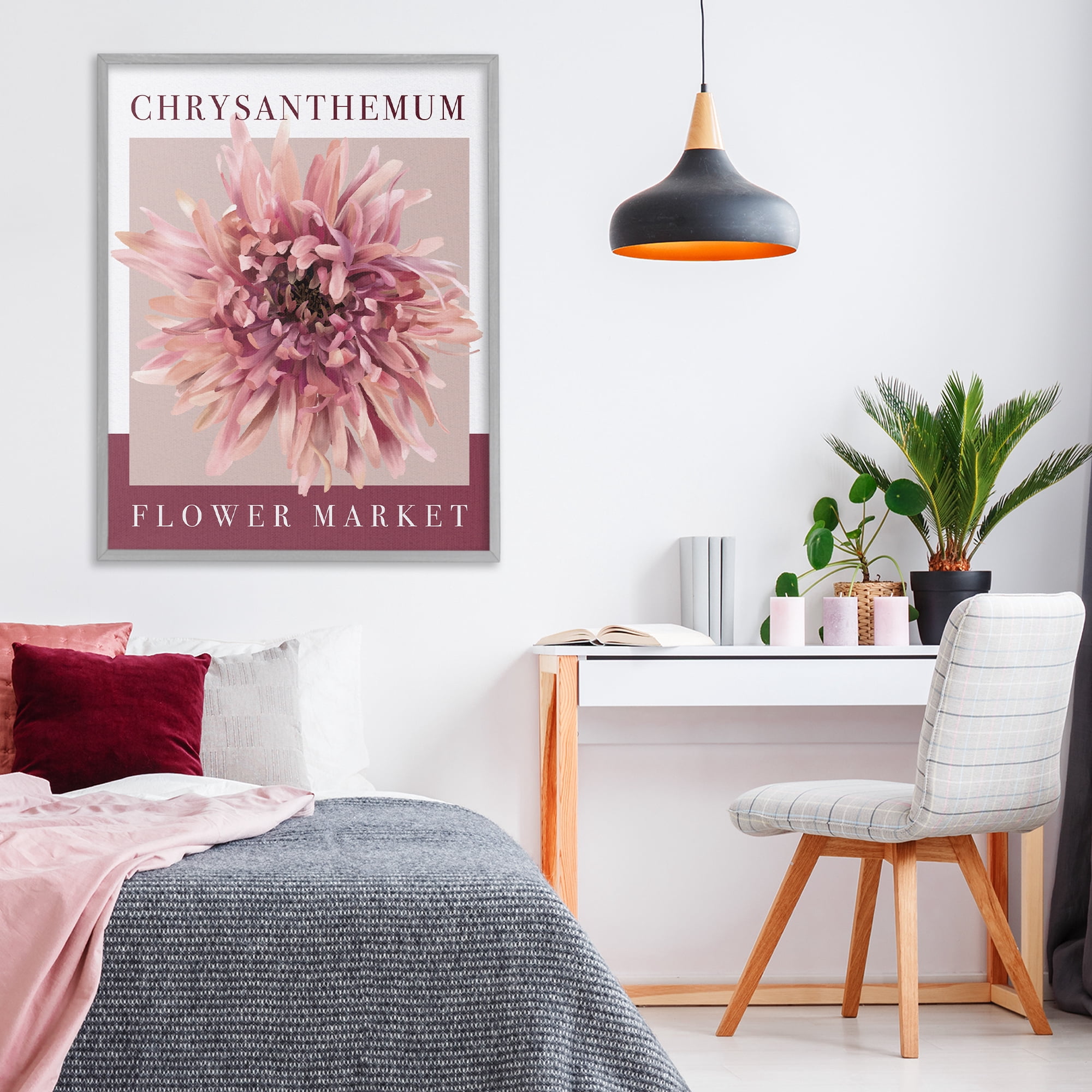 Stupell Industries Chrysanthemum Flower Market Gray Framed Giclee Art, design by Jennifer Stith