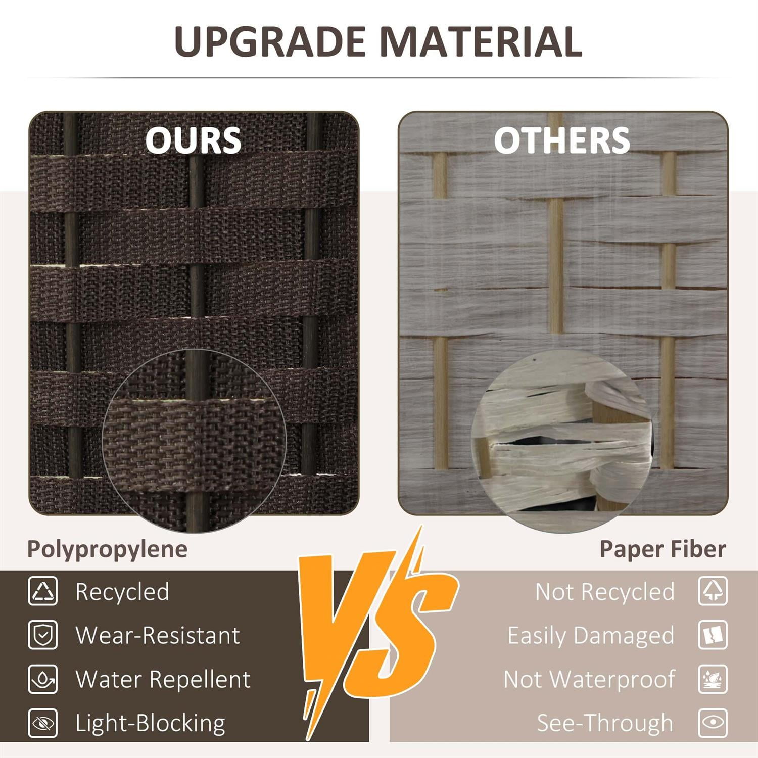 Demi Bonn 6-Panel Foldable Room Divider Screen with 5.6ft Tall Privacy Screen, Space Partition for Home Office, Freestanding Screen Wall, Brown