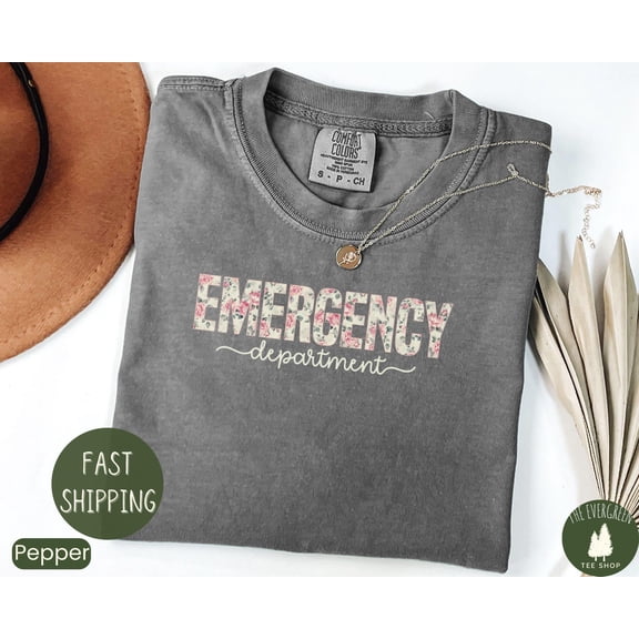 Velto Flower Emergency Department Nurse Trendy Medical Appreciation T-Shirt Graphic, Full Size S-5XL