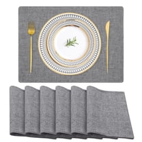 GIRACOA Cotton Linen Placemats Set – 6 Pcs Washable Rectangle Dining Table Mats, Heat Resistant (DarkGray, 12"x18")